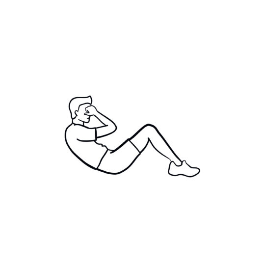 Man doing crunches sport exercises hand drawn outline doodle icon